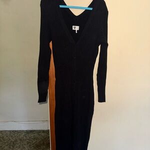 Lita by Ciara black button down ribbed bodycon dress